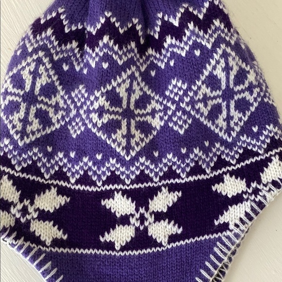 Purple Bonnet Snowflake Winter Bohemian Whimsical Beanie Hat Bohemian Cozy - Picture 8 of 10